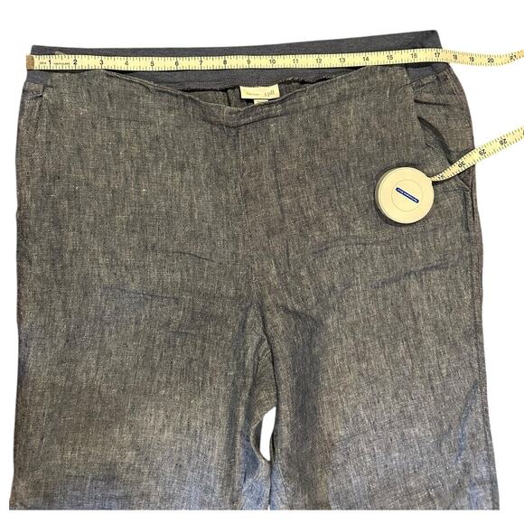 J. JILL Cobalt Indigo Blue Chambray LOVE LINEN Pull On Elastic Pants Size MEDIUM - Picture 6 of 7